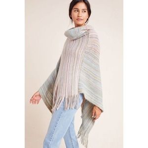 Anthropologie Saturday Sunday Women Vera Fringed Poncho Multicolor One Size